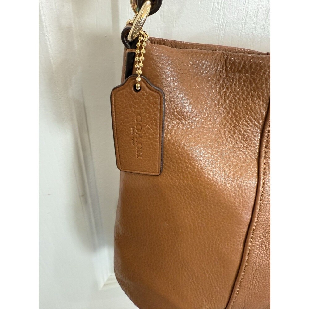 Coach Brown Pebbled Leather Madison Isabelle Hobo Bag Purse Shoulder Crossbody - Picture 5 of 14